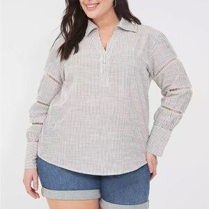 Lane Bryant Collar Split-Neck Popover Blouse